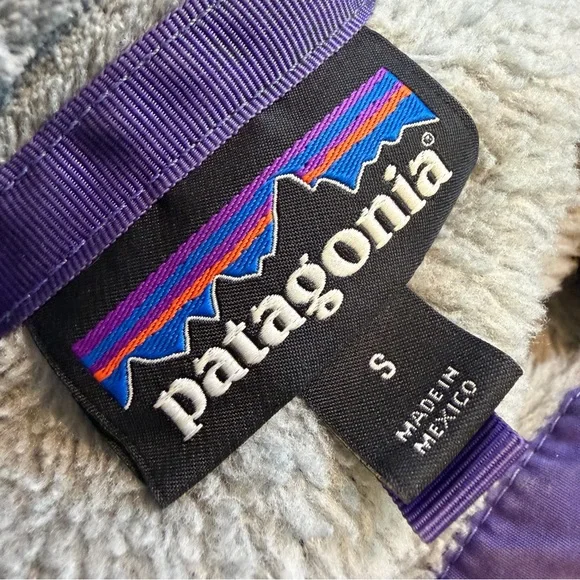 Patagonia Retool Snap T Fleece Pullover Gray and Purple small women’s LIKE NEW - Picture 6 of 7